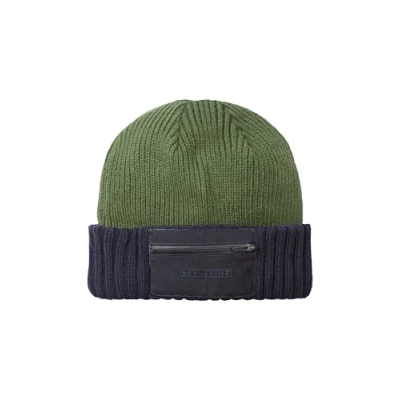 Image of SEALSKINZ Colby Unisex Waterproof Zipped Pocket Rib Knit Beanie Hat for Everyday &amp; Outdoor Activities EcoTeflon Technology Olive