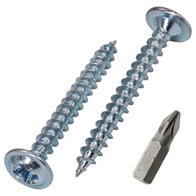 Image of SKIR&#039;CO (100 pcs) Zinc Plated Steel 3.5 x 30 mm Wood Screws, Metal Wafer Head, Pozidriv, Self Tapping