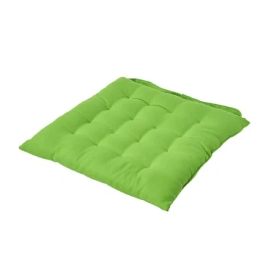 Image of HOMESCAPES Seat Pad Lime Green 40 x cm Indoor Garden Dining Chair Cushion with a Button Tie Handle to fix 100% Cotton Well Filled Easy Care Washable at Home