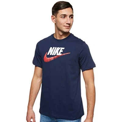Image of Nike M NSW TEE Brand Mark T Shirt Obsidian/White/(University Red),