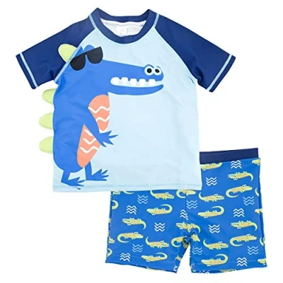 Image of Boys Rash Vest &amp; Shorts Two Piece Swim Set, Blue, 6 Years