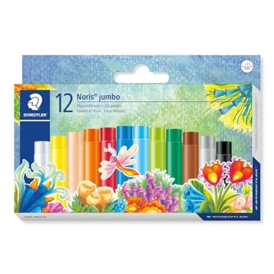 Image of STAEDTLER 243 NC12 Noris Jumbo Oil Pastels 11mm Assorted Colours (Pack of 12)