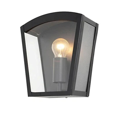 Image of LITECRAFT Hamble Wall Light Outdoor Curved Box Lantern Garden Fitting (Black)