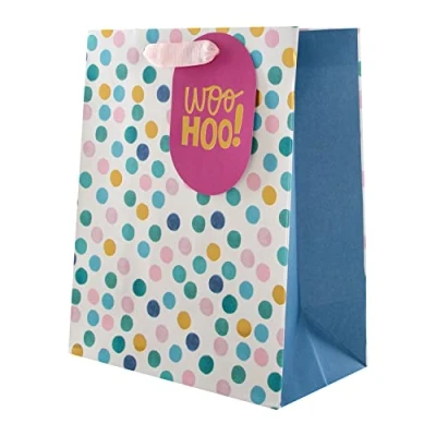 Image of Hallmark Multi Occasion Medium Gift Bag Pink and Blue Spot Design