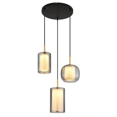 Image of Lampigna Cluster Pendant Ceiling Light Matt Black Opal Glass Shade 3x LED 3000K