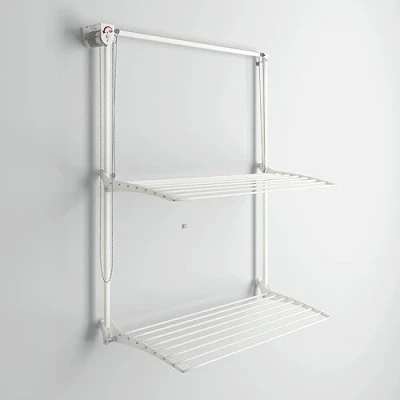 Image of foxydry Wall Plus Mounted Clothes Airer Vertical Retractable Indoor Outdoor (128cm)