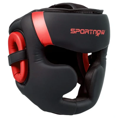 Image of SPORTNOW Boxing Headguard, Headgear Helmet with Adjustable Strap for Full Face Protection Kickboxing Sparring Martial Arts Karate Taekwondo, Red
