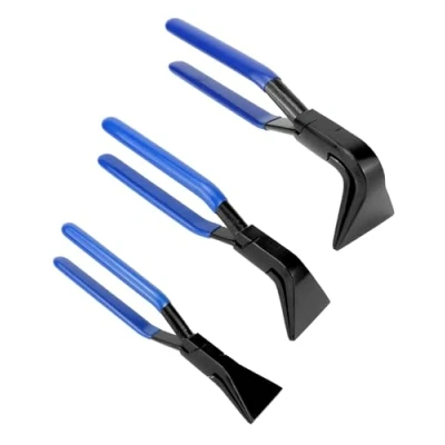 Image of QWORK® 3 Pcs Sheet Metal Bender Set, Tools, Seaming Pliers, Straight 45 90 Degree