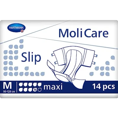 Image of MoliCare Slip Maxi Disposable Underwear: Discreet Use for Woman and Men with Incontinence, 9 Drops, Size M, Pack of 14