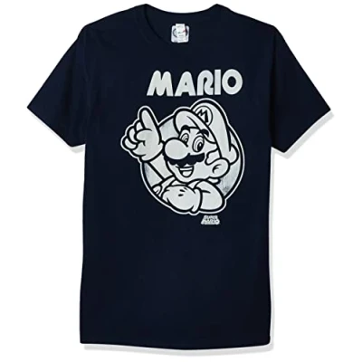 Image of Nintendo Men&#039;s So Mario T Shirt, Navy, Large