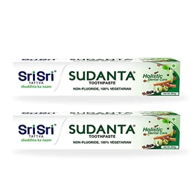 Image of Sri Tattva Sudanta Herbal Toothpaste All Natural, Fluoride Free Tooth Paste with Cloves, Cinnamon, Bakul &amp; More 200g (Pack of 2), for Kids and Adults