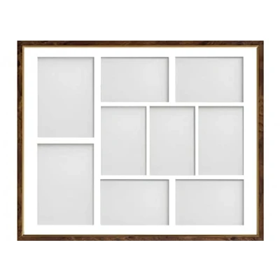 Image of Frame Company Drayton Multi Aperture Photo Frame, Walnut, 20x16 for 6x4 inch (x7) 7x5 (x2)