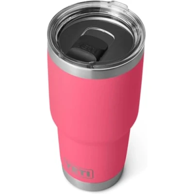 Image of YETI Rambler Tumbler, Vaccum Insulated Stainless Steel Tumbler with Magslider Lid, Tropical Pink, 30 oz (887 ml)