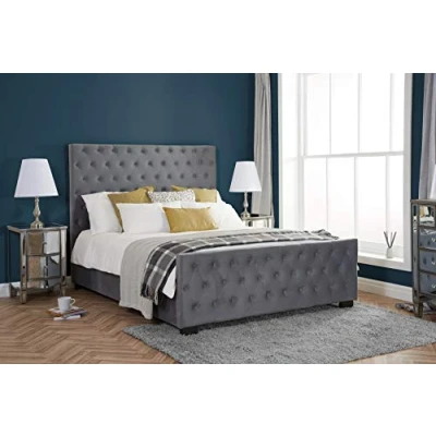 Image of Birlea, Marquis Fabric Bed, Grey Velvet, 150cm