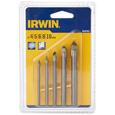 Image of Irwin 10507912 Drill Bit Set for Glass and Tile, 4mm 10mm, 5 Pieces