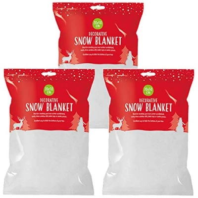 Image of Lizzy Christmas Snow Blanket 70cm x 50cm Artificial Fake Nativity Soft White Pack of 3