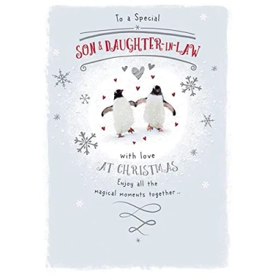 Image of Piccadilly Greetings Traditional Christmas Card Son &amp; Daughter in Law 9 x 6 inches