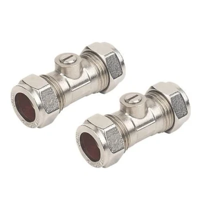 Image of UKDD® 15mm Isolation Ball o fix Valves Straight Suitable HOT &amp; Cold WRAS Approved (Pair) Chrome