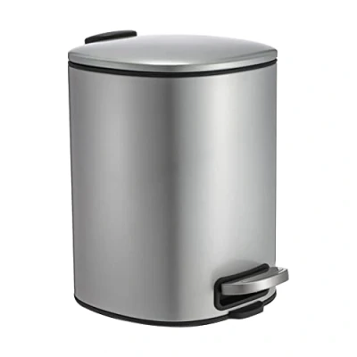 Image of Blue Canyon Santorini Lid Pedal Bin Modern and Stylish Trash Can5L For Kitchen, Bathroom, Bedroom, Office Anti Fingerprint Outer Finish Stainless Steel Rubbish Square Waste Silver