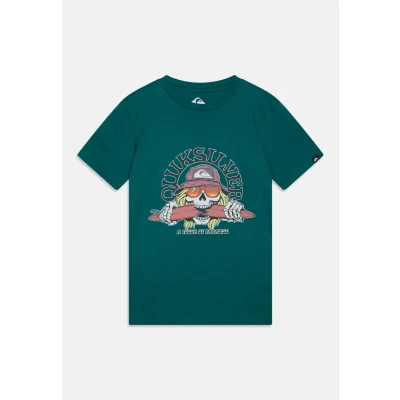Image of Quiksilver Skull Feast Unisex Print Tshirt for kids, Size: 16t, Aquifer