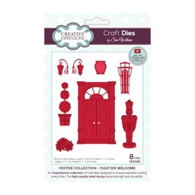 Image of Creative Expressions Sue Wilson Festive Yuletide Welcome Craft Die, Metal, Brown, 3.1 x 1.9 inch