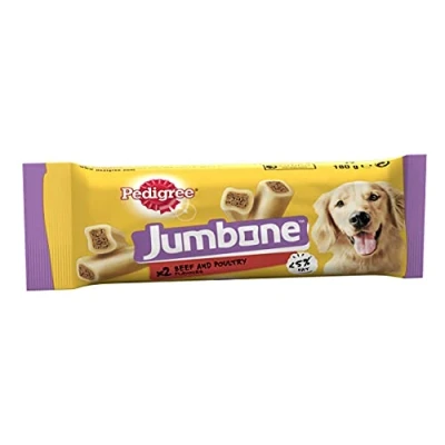 Image of Pedigree Jumbone Medium dog Treats with Beef and Poultry Flavour, 24 Chews Pack of 12 (12 x 180 g)
