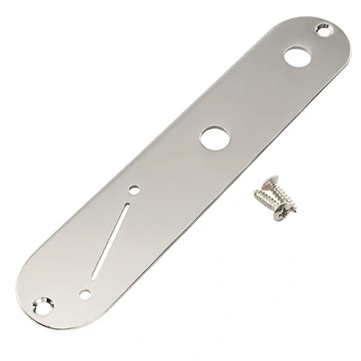 Image of Musiclily Pro 32mm Steel Control Plate with Narrow Pots Hole Spacing and Angled Switch Slot for Tele Style Electric Guitar, Black