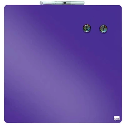 Image of Nobo Mini Magnetic Whiteboard Coloured Tile, Frameless, Dry Wipe, Easy Clean, Wall Mountable, Home/Office, 360 x mm, Purple, 1903897