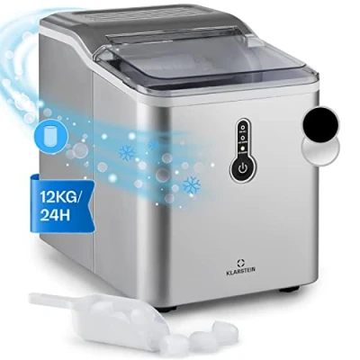 Image of Klarstein 1.5L Small Ice Maker Machine, Counter Top Machine For Home and Kitchen, Fast Operation, Makes 12 kg of Large Sized Cubes, Touch Controls, Easy To Clean Countertop Cube