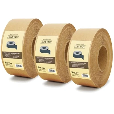 Image of Strong, Heavy Duty 66 Meters Water Activated Packaging Tape Fibreglass Reinforced, Eco Friendly Recyclable Gum Tape, High Capacity Parcel 50mm*66m, Printable (3)