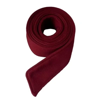 Image of Maxtonser Waist Belt Women Woolen Coat Brushed Plush Decorate Length Adjustable Corset Double Sided Burgundy