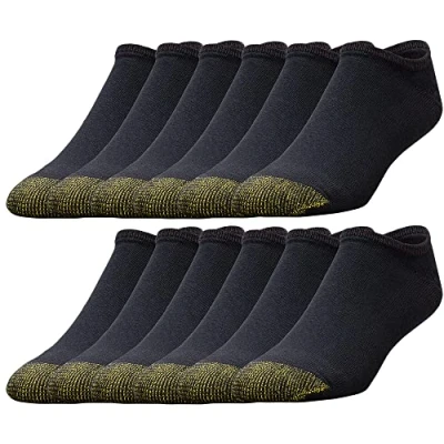 Image of Gold Toe Men&#039;s 656f Cotton No Show Athletic Socks, Multipairs, Black (12 Pairs), Large (Pack of 12)