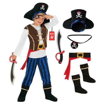 Image of Morph Costumes Blue Kids Pirate Costume Boys Girls Fancy Dress Outfit Toddler 7 9 Years