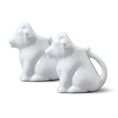 Image of Wm Bartleet &amp; Sons, Set of 2 Porcelain Cow Milk/Creamer Jug 50 ml, 0.50 fl.oz White