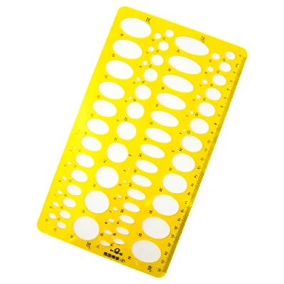 Image of HAND KJ 012B Plastic Ellipse Shapes 25 30 35 45 Degrees Symbols Drawing Template Stencil 25cm