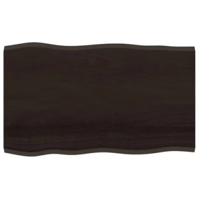 Image of vidaXL Solid Oak Wood Dark Grey Table Top, Live Edge, Versatile, Handcrafted, Space efficient, Ideal for Home and Commercial Use, 100x60x2 cm