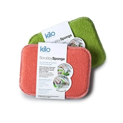 Image of Kilo Scrubby Non Scratch Scourer Sponge with Absorbent Core, Double Sided Scouring Pad, Multi Purpose, Set of 2