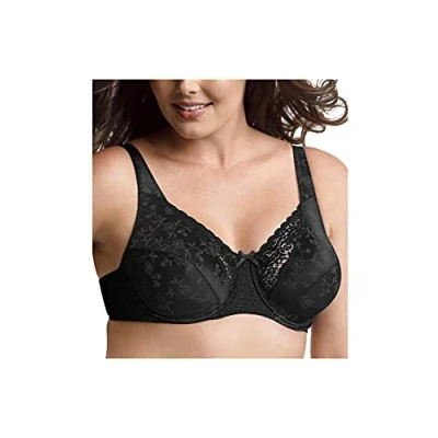 Image of Playtex Women&#039;s Secrets Signature Floral Underwire Bra, Black, 34C