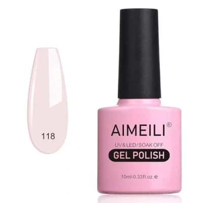 Image of AIMEILI Soak Off UV LED Light Pink Gel Nail Polish Gardenia Jasminoides Ellis (118) 10ml