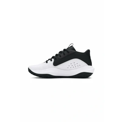 Image of Under Armour Court Performance Lockdown Basketball shoes for kids, Size: 3.5, White Leather/synthetics