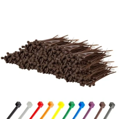 Image of Gocableties Small Brown Cable Ties, 100mm x 2.5mm, Bulk Pack of 1000, 4 Premium Nylon Zip Plastic Tie Wraps, Secure Self Locking Mechanism, for Home, Garden, Office and DIY