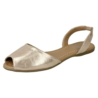 Image of SPOT ON Ladies Flat Slingback Mule Sandals Light Gold Metallic UK Size 6 EU 39 US 8