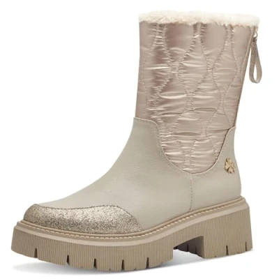 Image of Marco Tozzi BY Guido Maria Kretschmer Platform boots, Women&#039;s, Size: 6, Taupe metallic Imitation leather/ textile