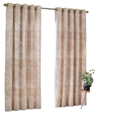 Image of Hoem HÖEM Nola Abstract Curtains Beige Cotton Size 168 cm x 137