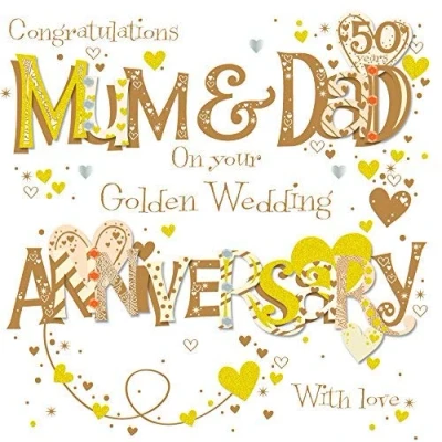 Image of Mum &amp; Dad Golden 50th Wedding Anniversary Greeting Card By Talking Pictures Cards