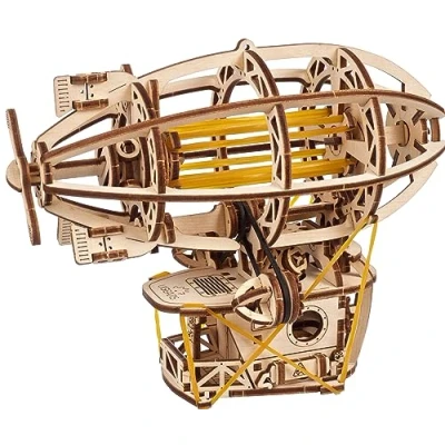 Image of Ugears Steampunk Airship Wooden 3d Puzzles for Adults Wood Mechanical Model with Moving Parts to Build Building Kits Brain Teaser Retro Models
