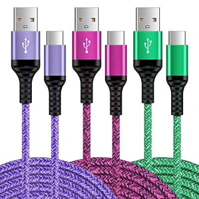 Image of USB C Charger Cable Type C, 6FT 3Pack Samsung Fast Cable, Lead for Galaxy S24 S23+ S22 S21 S20 S10 S9 S8 A12 A13 A14 A22 A52 A53 A54 A70, Huawei P50 P40 P30 P20 Lite