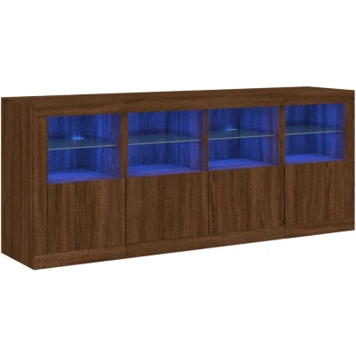Image of vidaXL Sideboard with LED Lights Brown Oak 163x37x67 cm