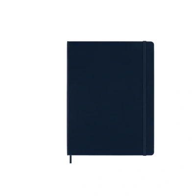 Image of Moleskine Classic Plain Paper Notebook, Hard Cover and Elastic Closure Journal, Color Sapphire Blue, Size Extra Large 19 x 25 cm, 192 Pages
