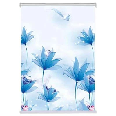 Image of Blue Floral Patterned Blackout Window Roller Shades/Blinds 60cm/ 80cm/ 100cm/ 120cm/140cm Wide (Size : 120x120cm)